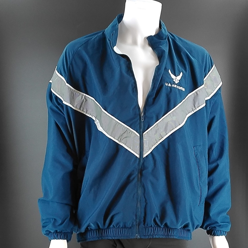 US Air Force PTU Windbreaker Jacket Navy Blue Reflective Large Regular Military